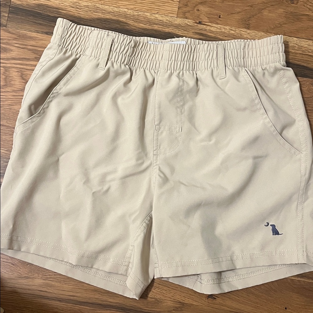 Kids Tan Elastic-Waist Shorts with Side Pockets